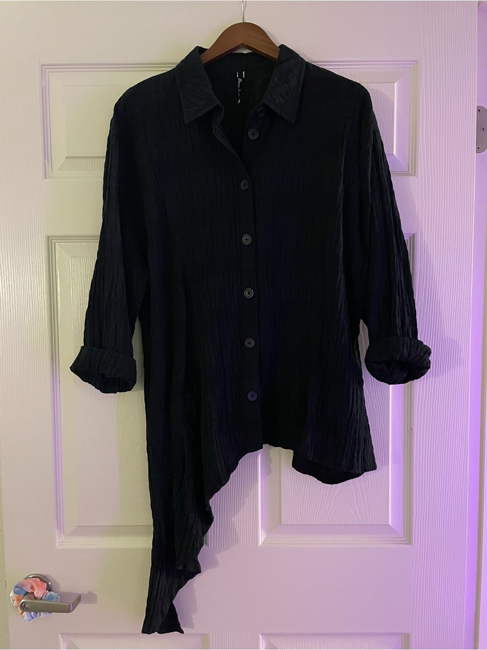 Dress to Kill Asymmetrical Black Button-Up Shirt